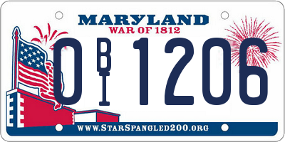 MD license plate 0BI1206