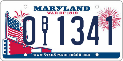 MD license plate 0BI1341