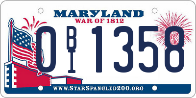 MD license plate 0BI1358