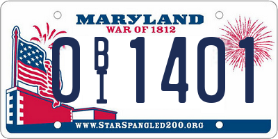 MD license plate 0BI1401