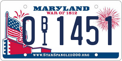 MD license plate 0BI1451