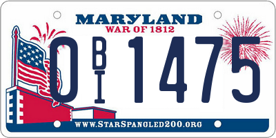 MD license plate 0BI1475