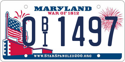 MD license plate 0BI1497