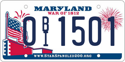 MD license plate 0BI1501