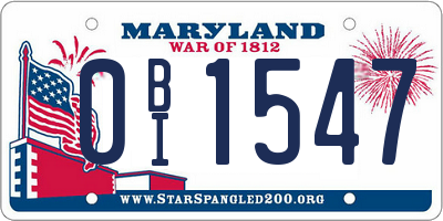 MD license plate 0BI1547
