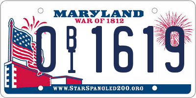 MD license plate 0BI1619