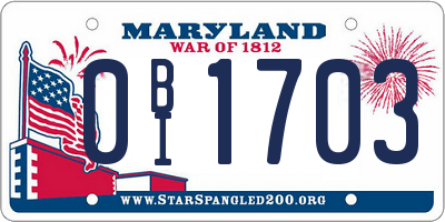 MD license plate 0BI1703