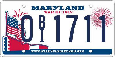 MD license plate 0BI1711
