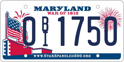MD license plate 0BI1750
