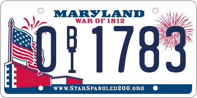 MD license plate 0BI1783