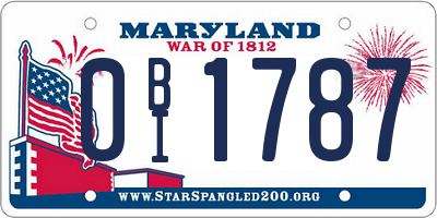 MD license plate 0BI1787