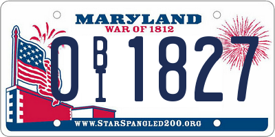 MD license plate 0BI1827