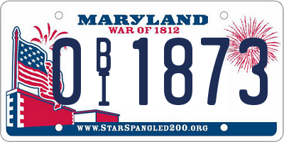 MD license plate 0BI1873