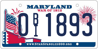 MD license plate 0BI1893
