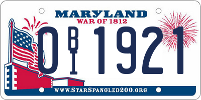 MD license plate 0BI1921