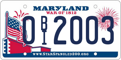 MD license plate 0BI2003