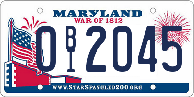 MD license plate 0BI2045
