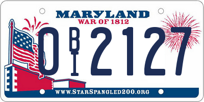MD license plate 0BI2127