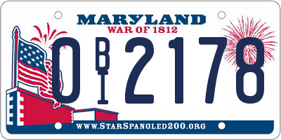 MD license plate 0BI2178