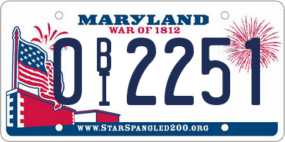 MD license plate 0BI2251