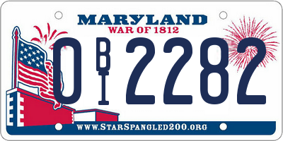 MD license plate 0BI2282