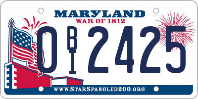 MD license plate 0BI2425