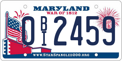 MD license plate 0BI2459