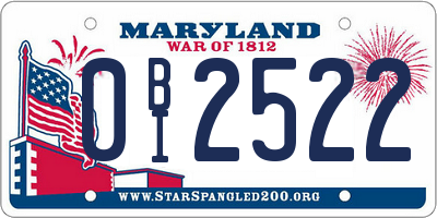 MD license plate 0BI2522