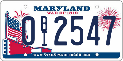 MD license plate 0BI2547