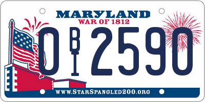 MD license plate 0BI2590