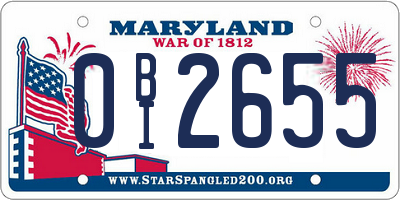 MD license plate 0BI2655