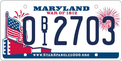 MD license plate 0BI2703