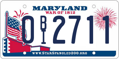 MD license plate 0BI2711