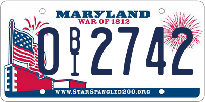 MD license plate 0BI2742