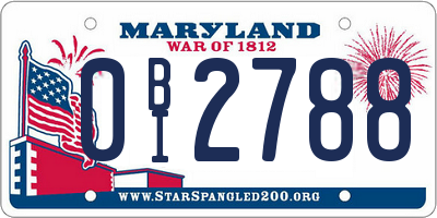 MD license plate 0BI2788