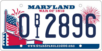 MD license plate 0BI2896
