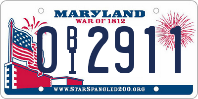 MD license plate 0BI2911