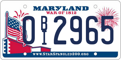 MD license plate 0BI2965