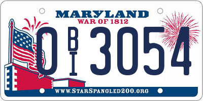 MD license plate 0BI3054