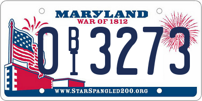 MD license plate 0BI3273