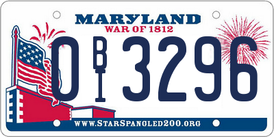 MD license plate 0BI3296