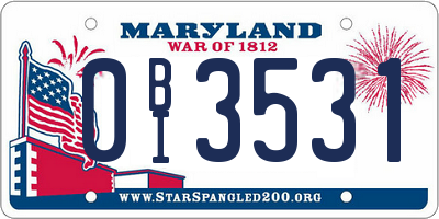 MD license plate 0BI3531