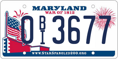 MD license plate 0BI3677
