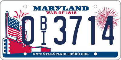 MD license plate 0BI3714