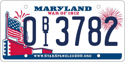MD license plate 0BI3782