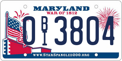 MD license plate 0BI3804