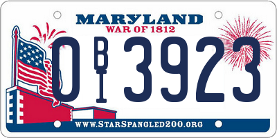 MD license plate 0BI3923