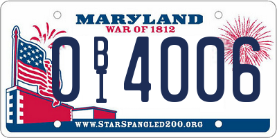 MD license plate 0BI4006