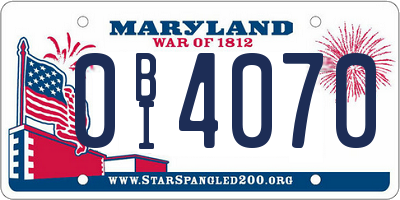 MD license plate 0BI4070