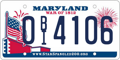 MD license plate 0BI4106